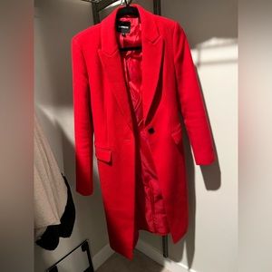 Red pea coat from express. Wore once, super warm and beautiful